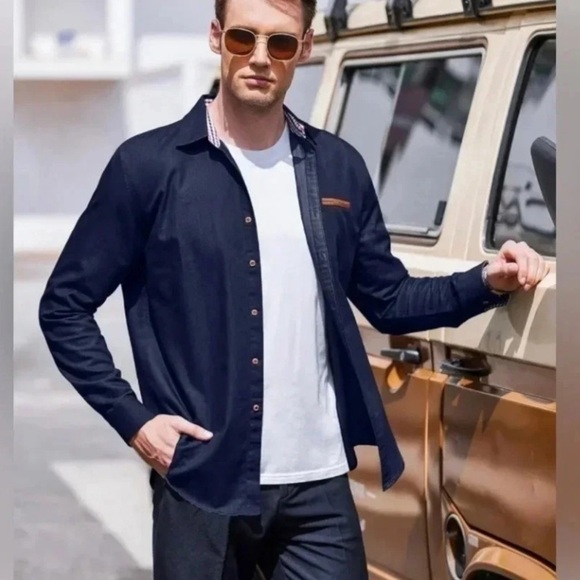 Clearance Coofandy Men's Casual Dress Shirt Button Down Shirt Long-Sleeve S NWOT - Picture 3 of 7